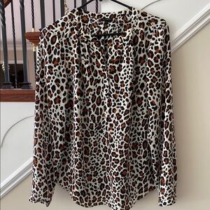 TALBOTS Beautiful ANIMAL Print Top in Black, Brown, and White! Like new.